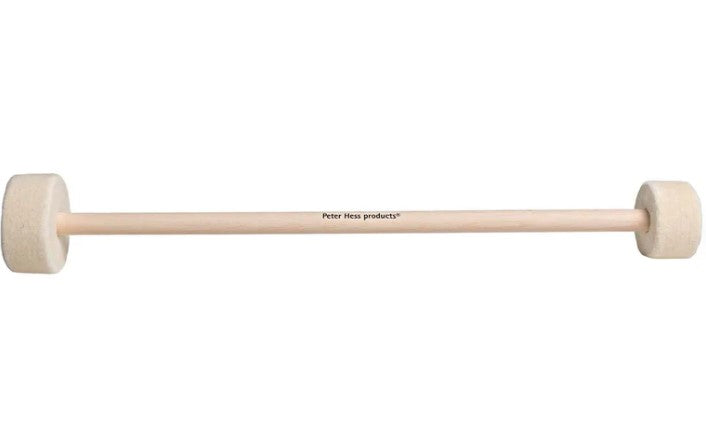 Hess Sound Doppel-Filzschlägel lang (weich), Farbe: Natur. Empfohlen für Herz-, Universal- und Beckenschale. Grifflänge: ca. 40 cm, Ø 5,5 cm und Ø 7 cm
