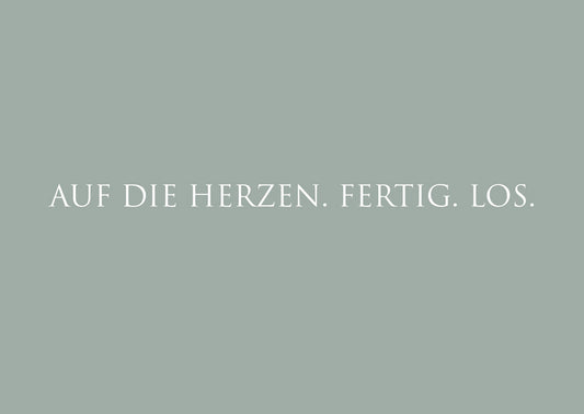 Postkarte "Auf die Herzen. Fertig. Los."