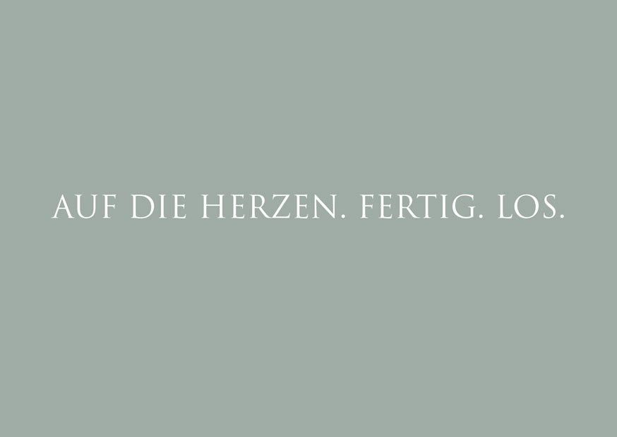Postkarte "Auf die Herzen. Fertig. Los."
