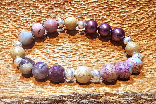 Edelsteinarmband Rhodonit-Perlen I Natürliche Perlmutt I Turmalin-Perlen I Sediment Imperialer Jaspis