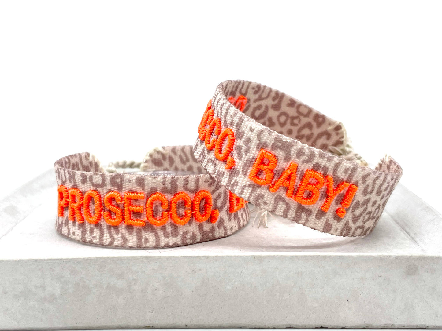 PROSECCO, BABY! Statement Armband gewebt, bestickt
