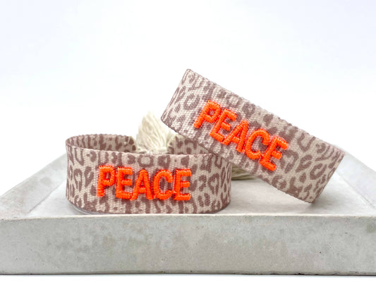 PEACE Statement Armband gewebt, bestickt