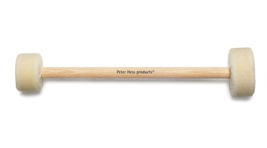 Hess Sound Doppel-Filzschlägel normal (weich), Farbe: Natur. Empfohlen für Herz-, Gelenk-/Universal- und Beckenschale. Grifflänge: ca. 31 cm, Ø 5,5 cm und Ø 7 cm