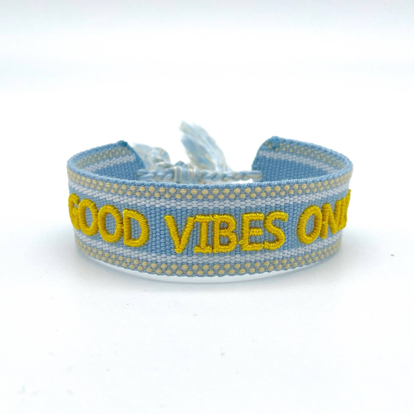 GOOD VIBES ONLY Statement Armband gewebt, bestickt