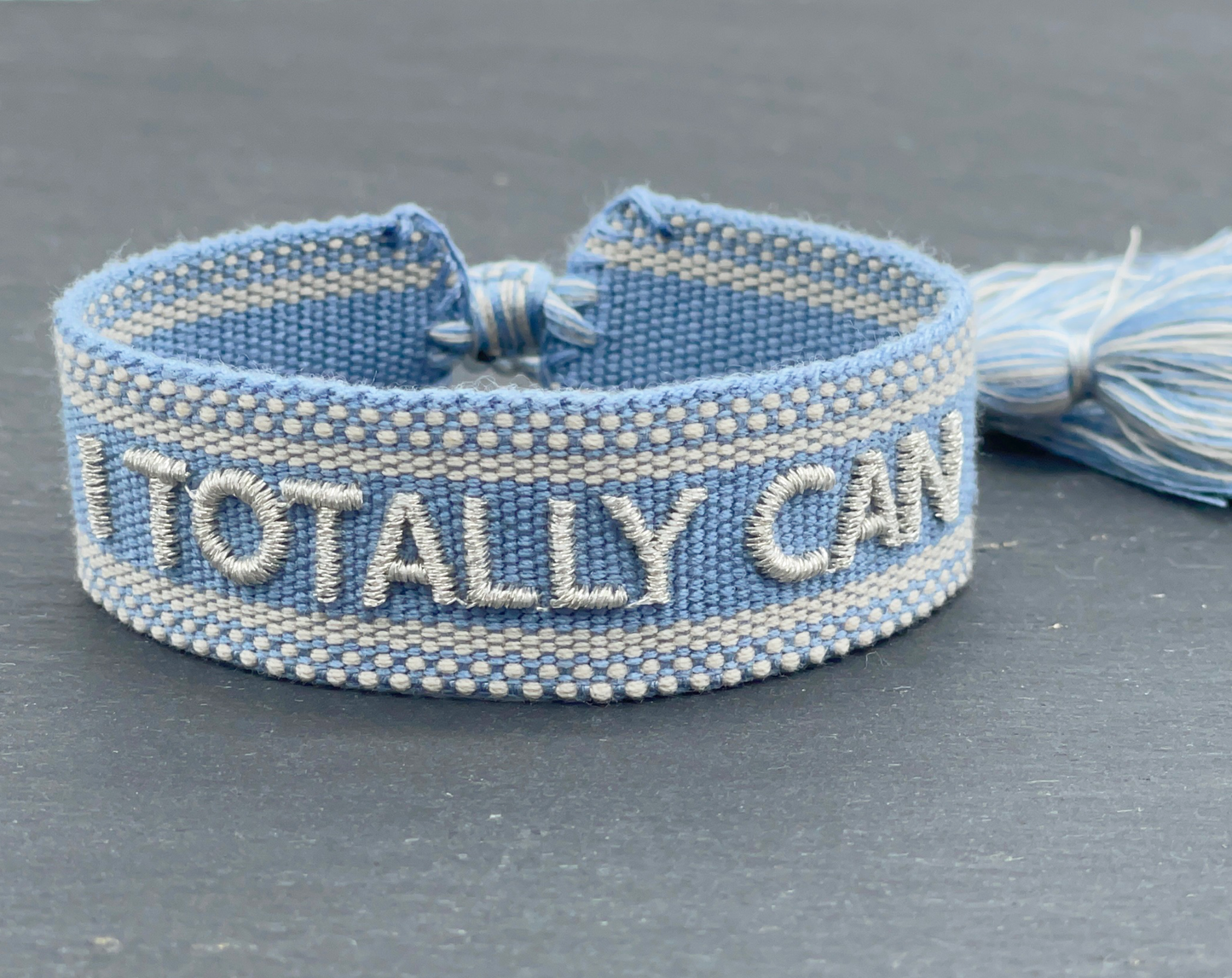 I TOTALLY CAN Statement Armband gewebt, bestickt